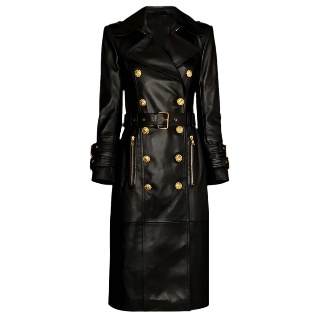 Luxury Double Breasted Black Trench with Belt