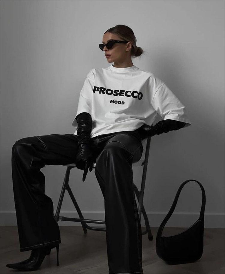 Round Neck Loose Prosecco Top