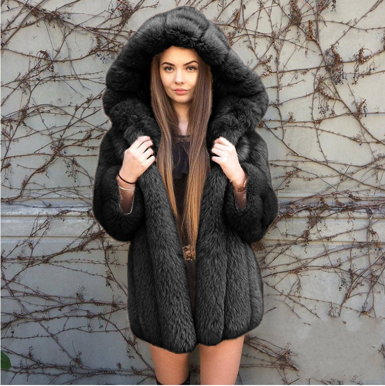 Hooded Fox Fur Coat