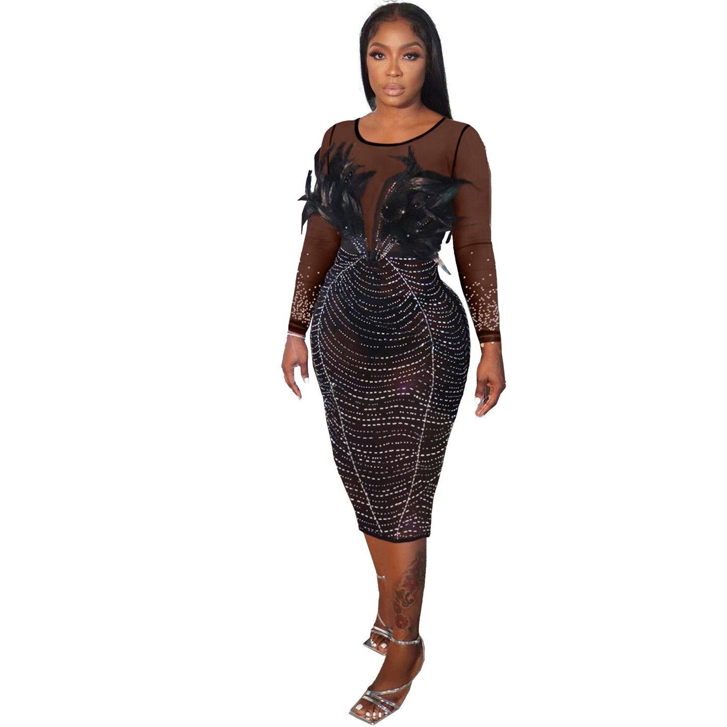 Scarlett-Feather Rhinestone Dress