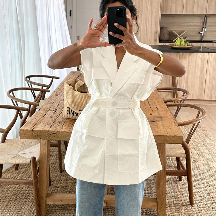 Sleeveless Multi Pocket Workwear Top