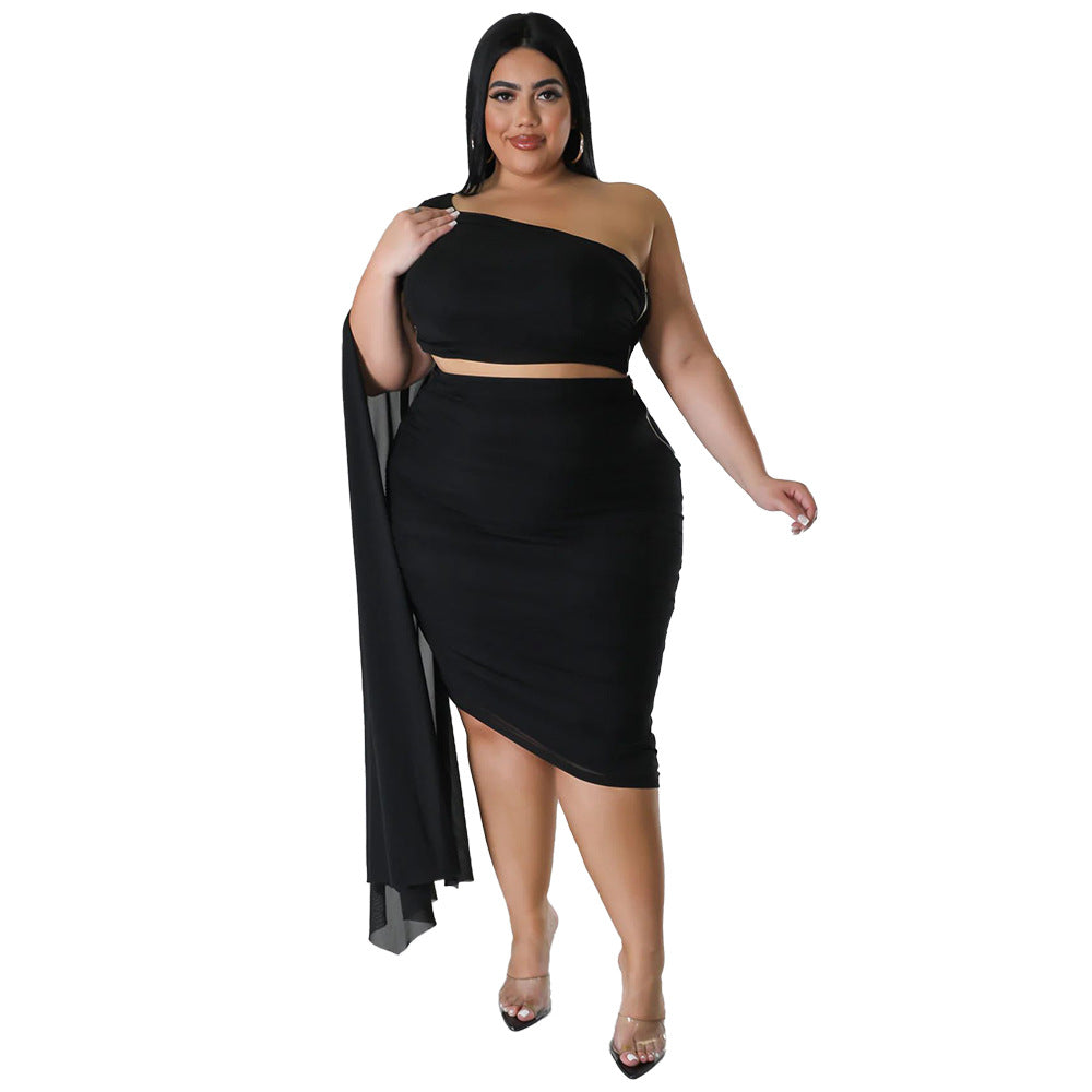 Diagonal Collar Wrinkle Two Piece Set