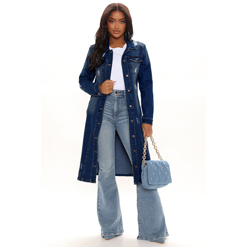 “Vintage-Luxe” Trench Denim Jacket