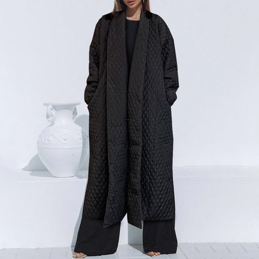 Luxe Curve Polo Collar Quilted Coat