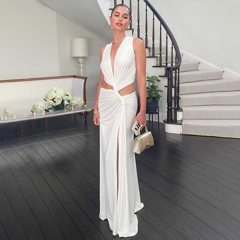 Deep V Plunge Cutout Maxi Summer Dress
