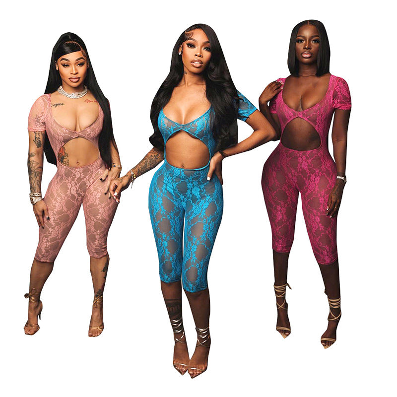 Cropped Hollow Out Cutout Siamese Capris