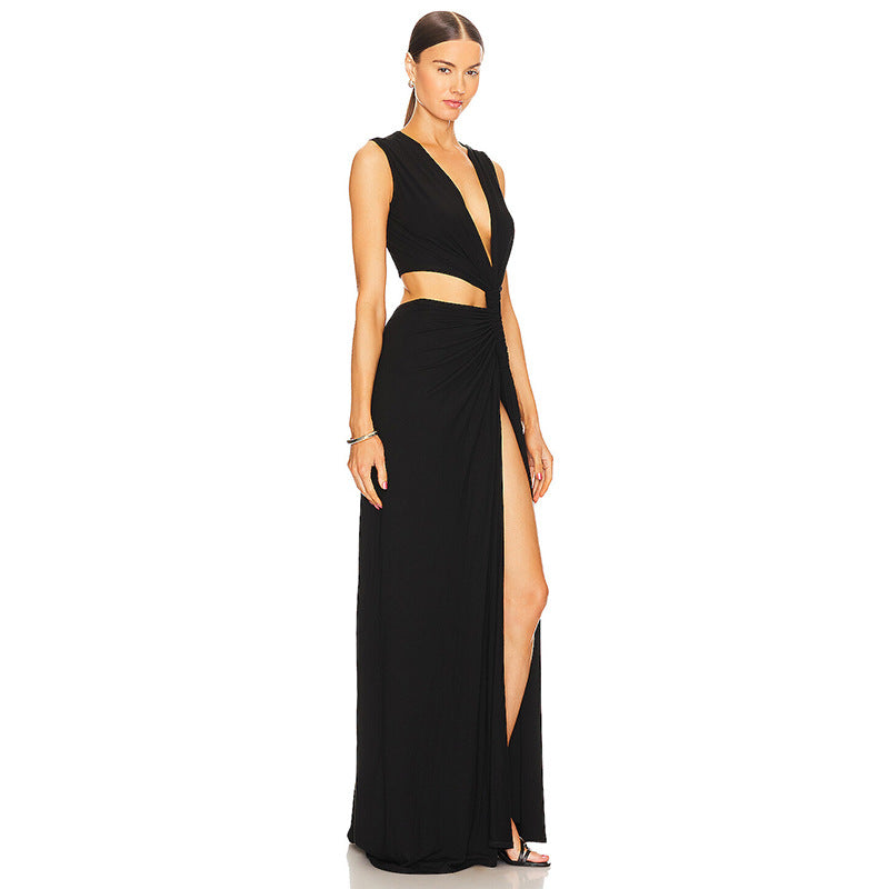 Deep V Plunge Cutout Maxi Summer Dress