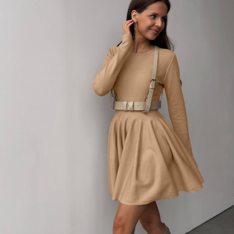 Waist Trimming Knitted Dress