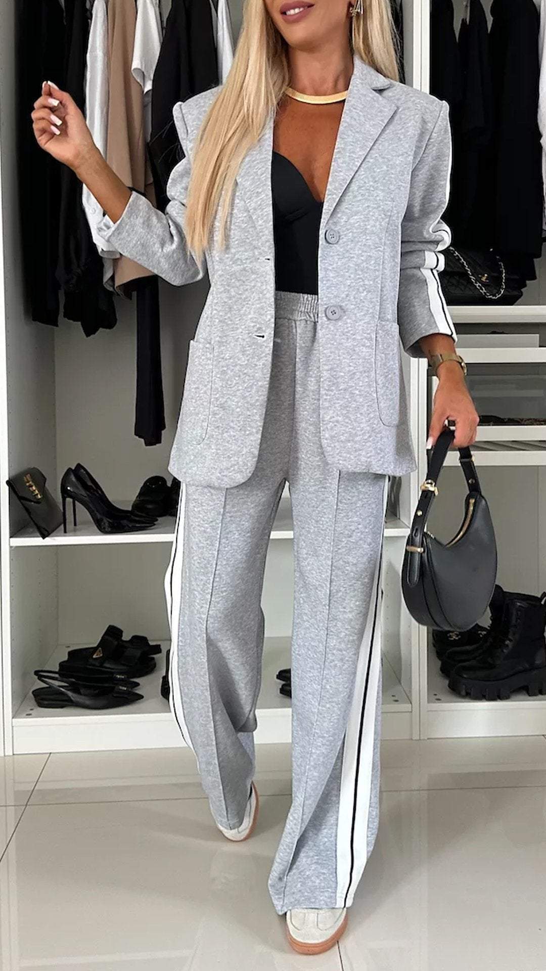 Chic Collared Casual Suit