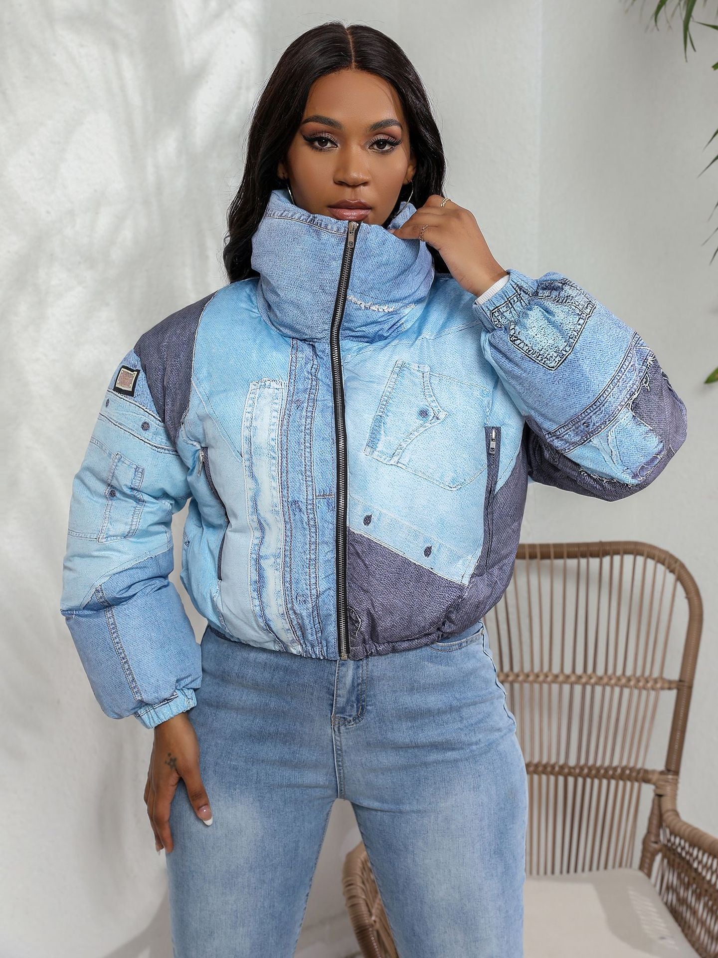 Denim Printed Cotton Jacket