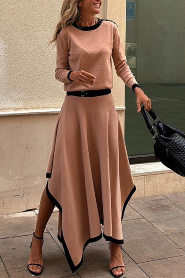 Asymmetric Solid Skirt Set