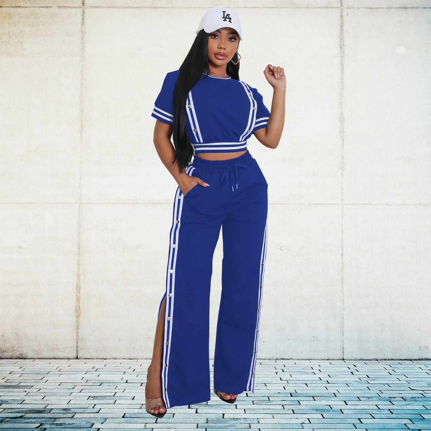 Women Wear Trendy Wide Leg Loose Casual Trousers Two Piece Sets
