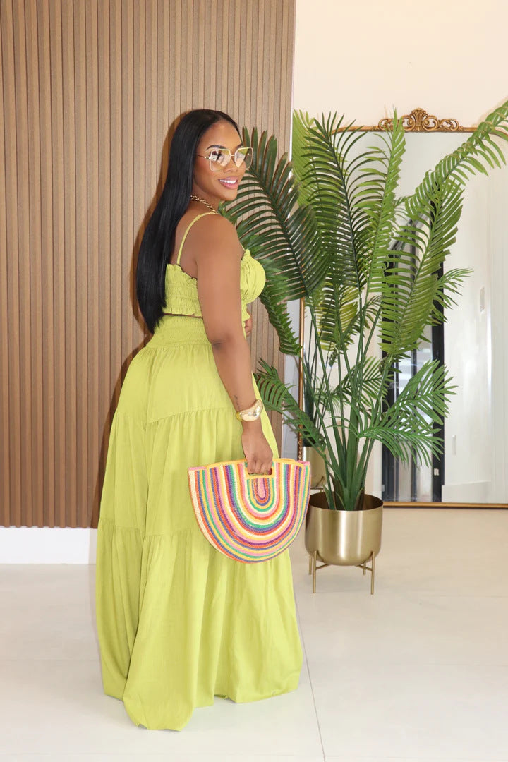 Summer Autumn plus Size Solid Color Suspender Top plus Loose Wide Leg Pants Two Piece Sets