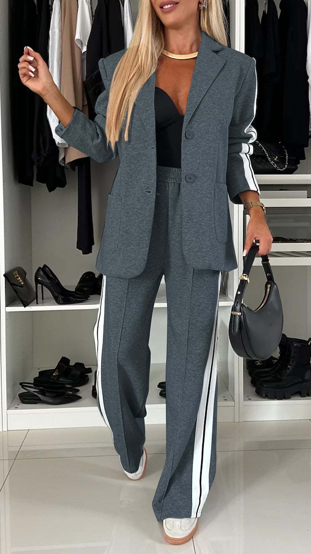 Chic Collared Casual Suit