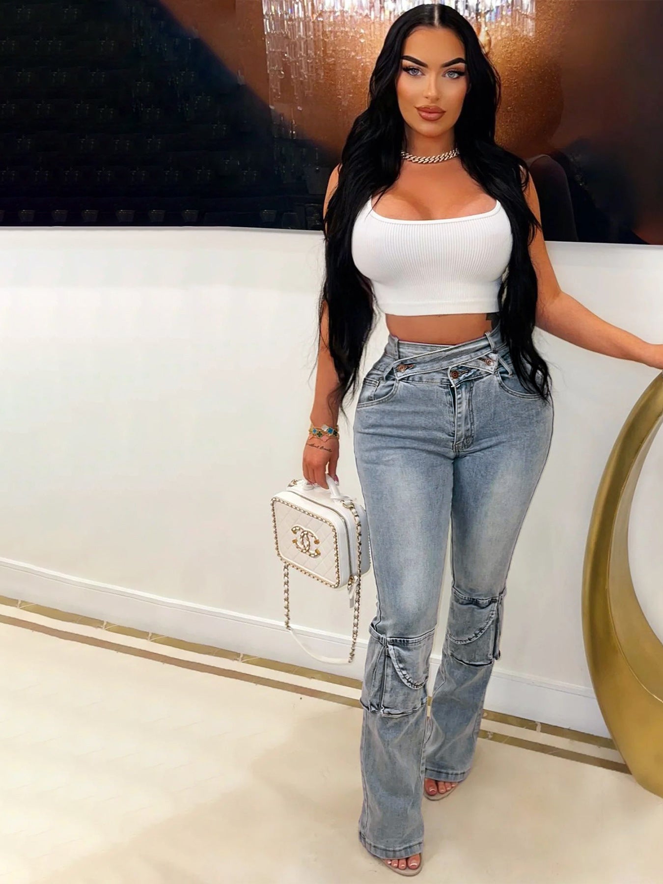 Denim Double Waistband Jeans