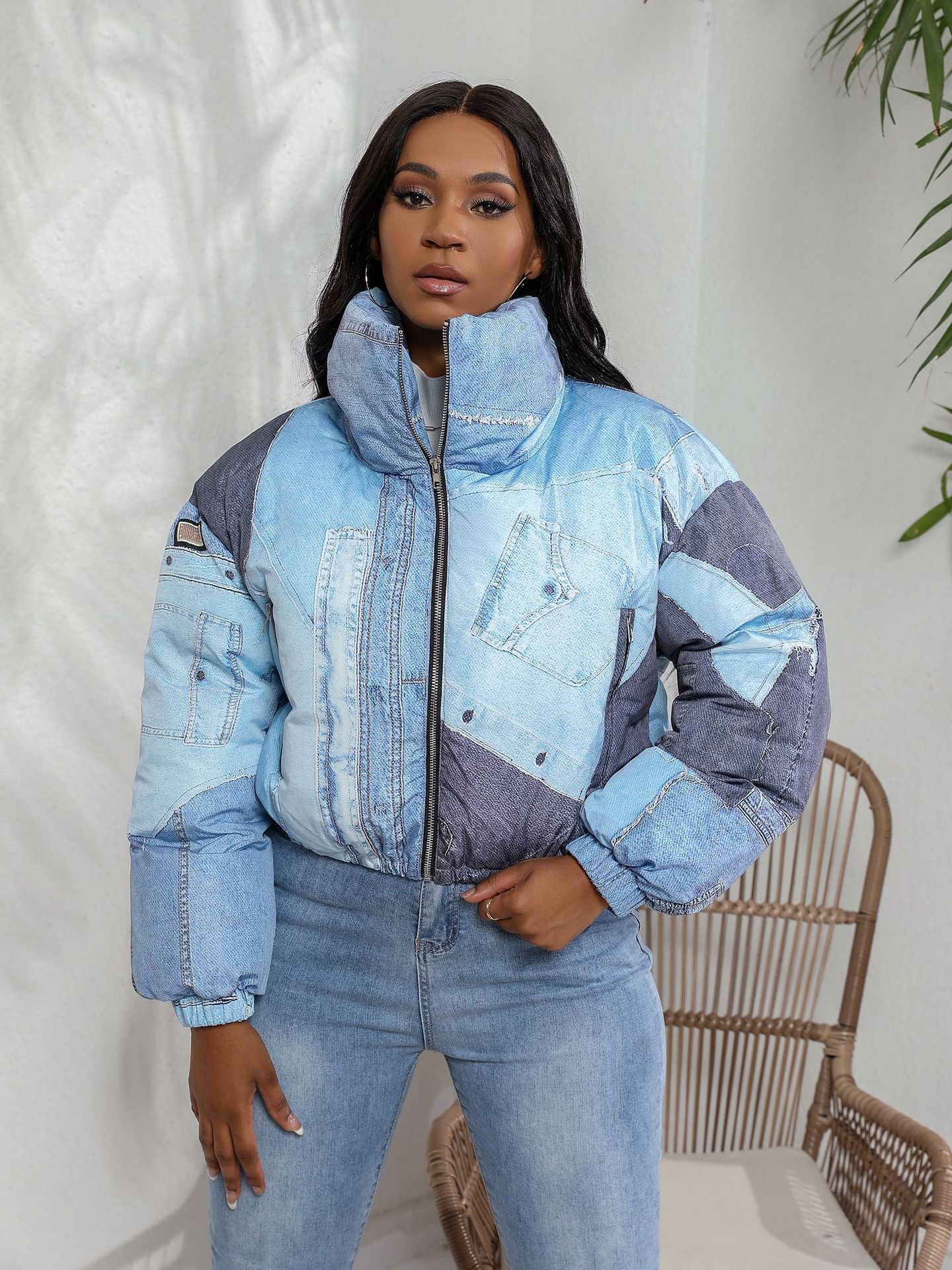 Denim Printed Cotton Jacket