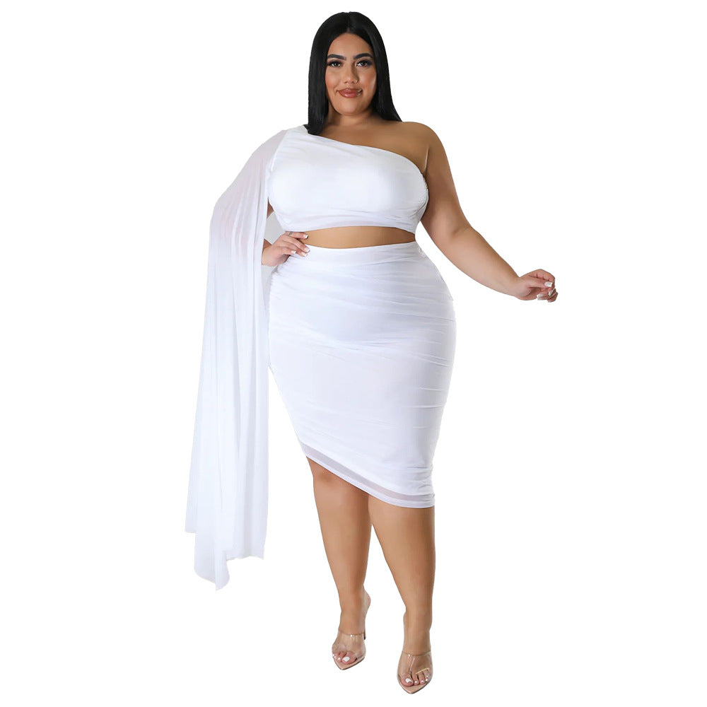 Diagonal Collar Wrinkle Two Piece Set