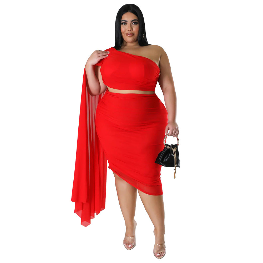Diagonal Collar Wrinkle Two Piece Set
