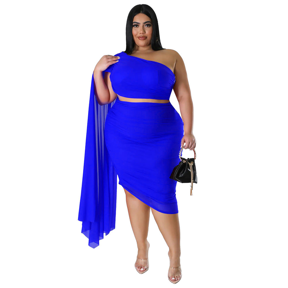 Diagonal Collar Wrinkle Two Piece Set