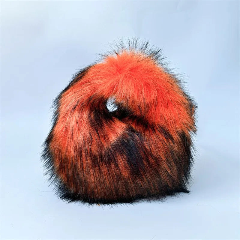 Fluffy Oversized Y2K Bucket Hat & Fur Bag
