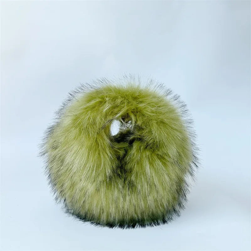 Fluffy Oversized Y2K Bucket Hat & Fur Bag