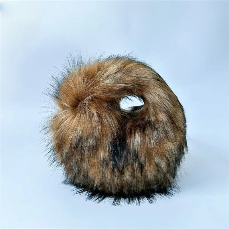 Fluffy Oversized Y2K Bucket Hat & Fur Bag