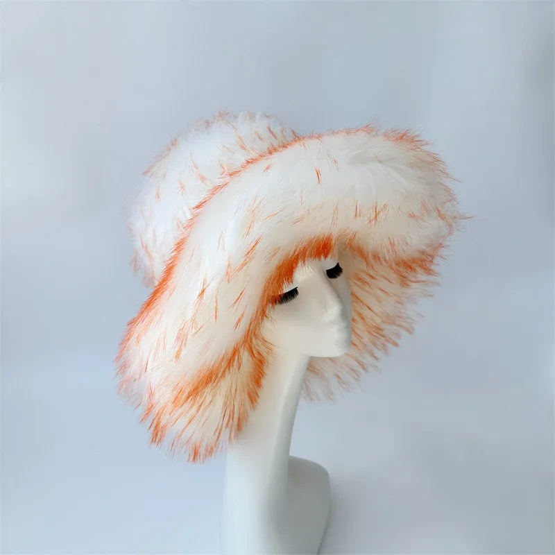 Fluffy Oversized Y2K Bucket Hat & Fur Bag