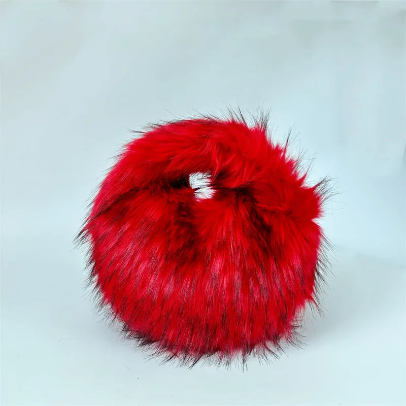 Fluffy Oversized Y2K Bucket Hat & Fur Bag