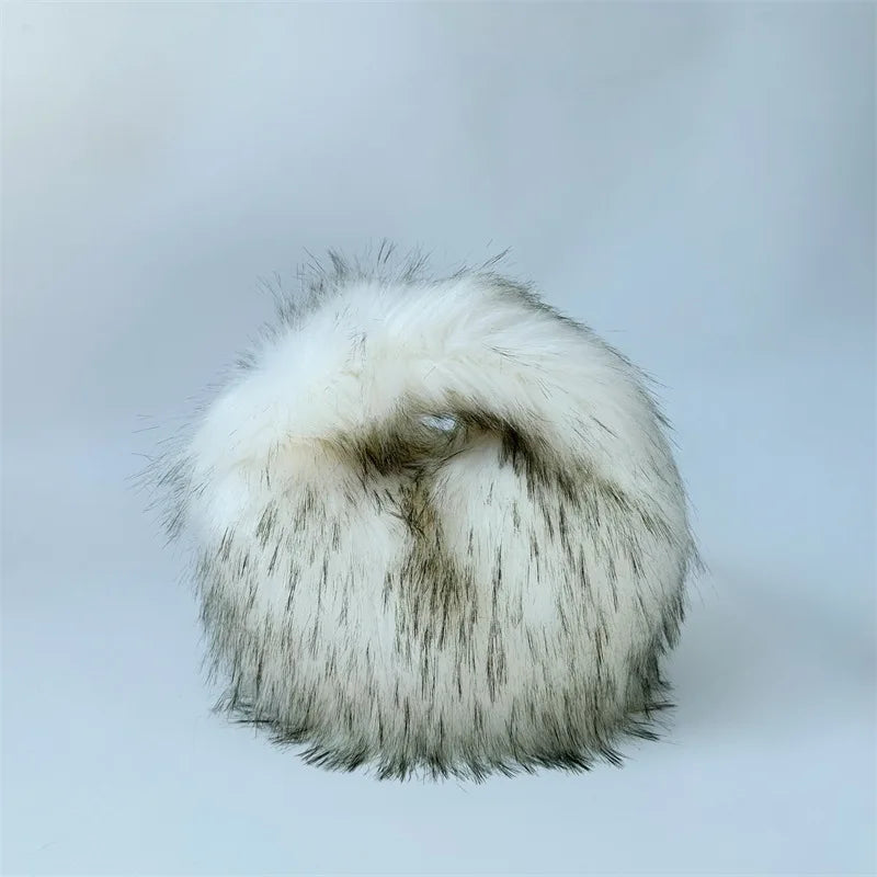 Fluffy Oversized Y2K Bucket Hat & Fur Bag