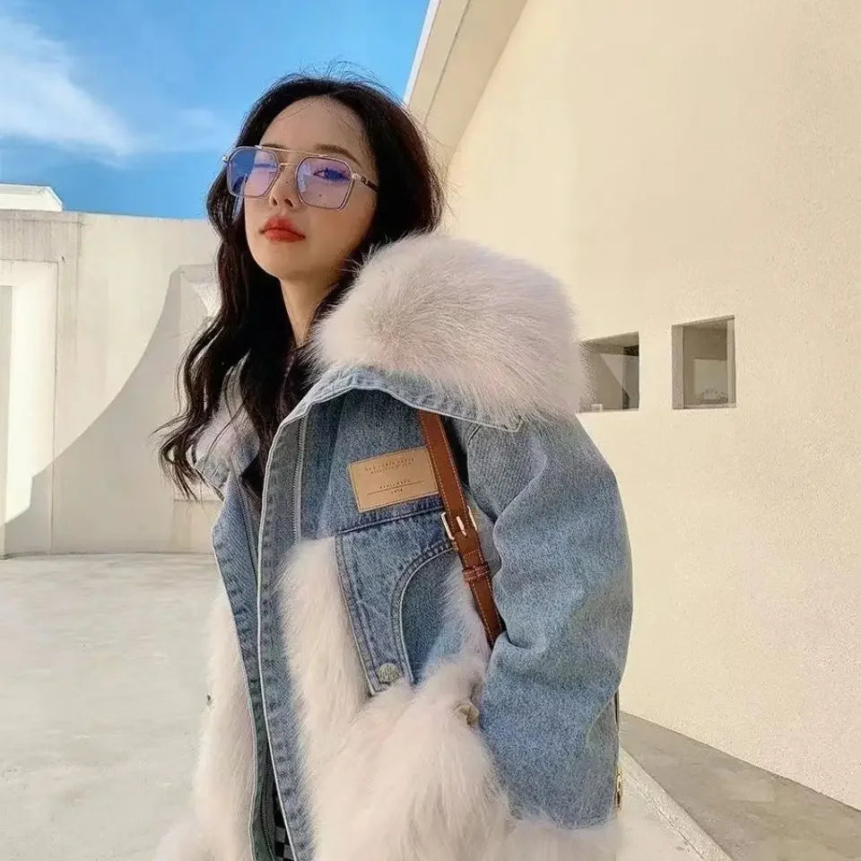 Luxe Mink Denim Jacket
