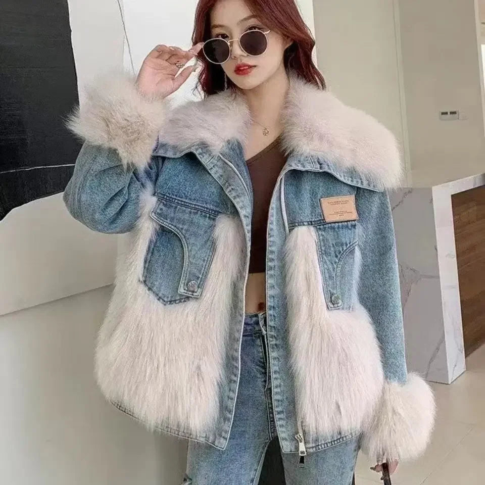 Luxe Mink Denim Jacket