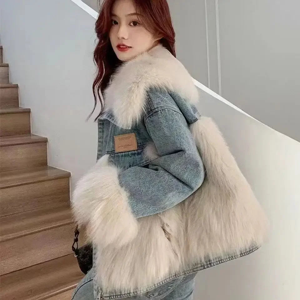 Luxe Mink Denim Jacket