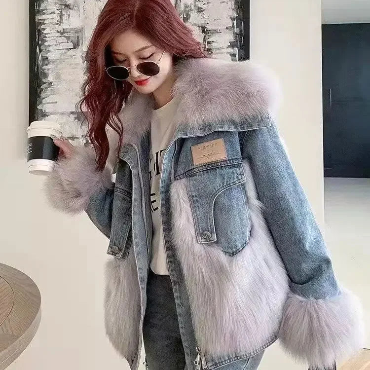 Luxe Mink Denim Jacket