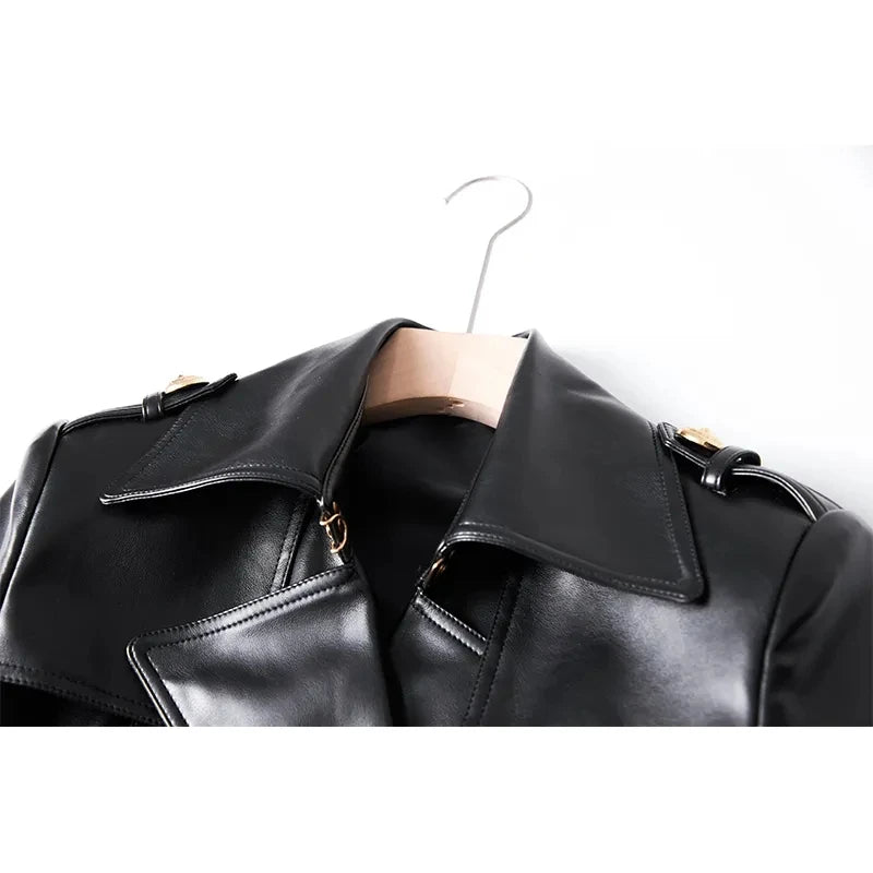Luxury Double Breasted Black Trench with Belt