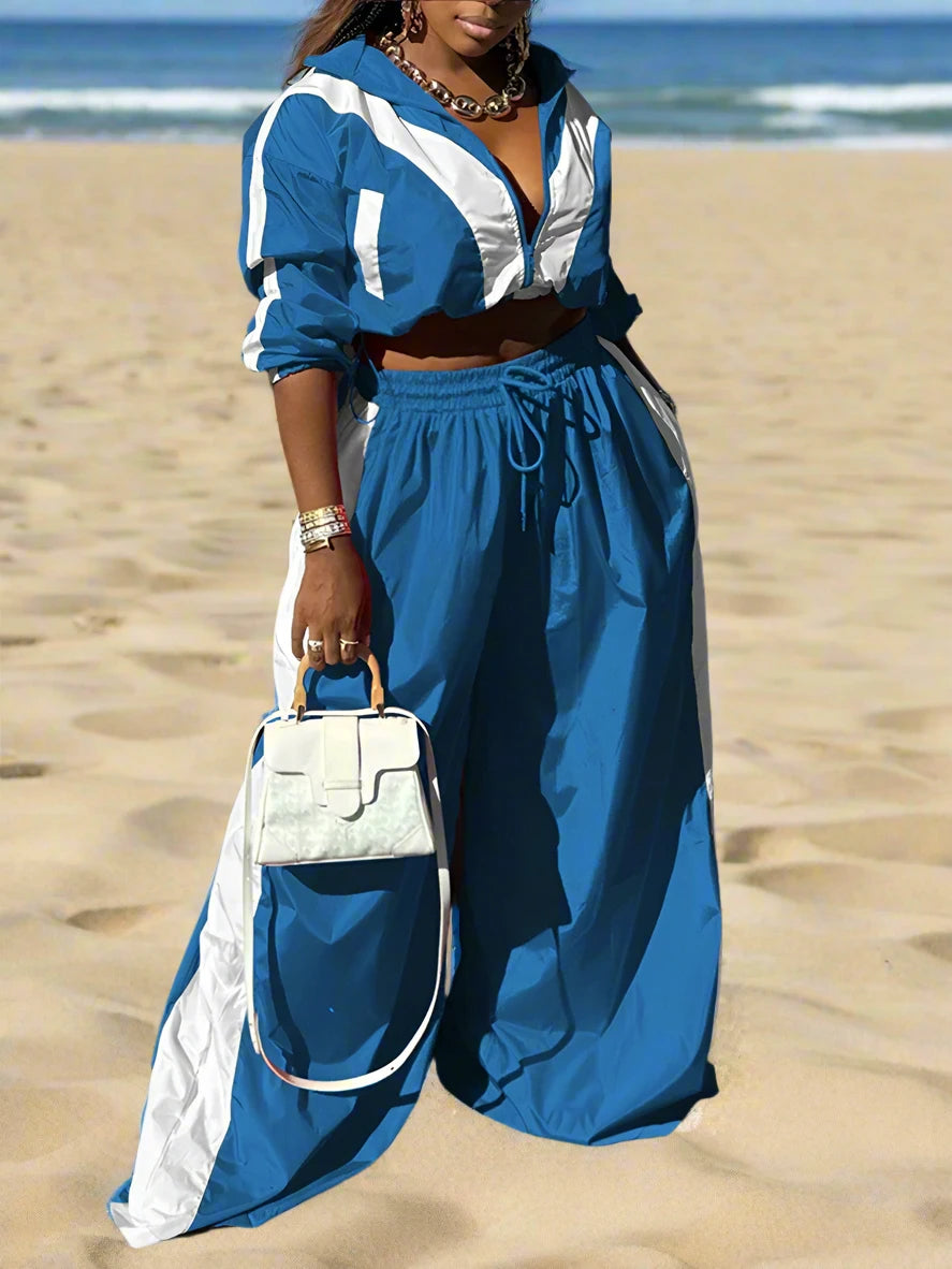 Loose Crop Top Wide Leg Pants Sets