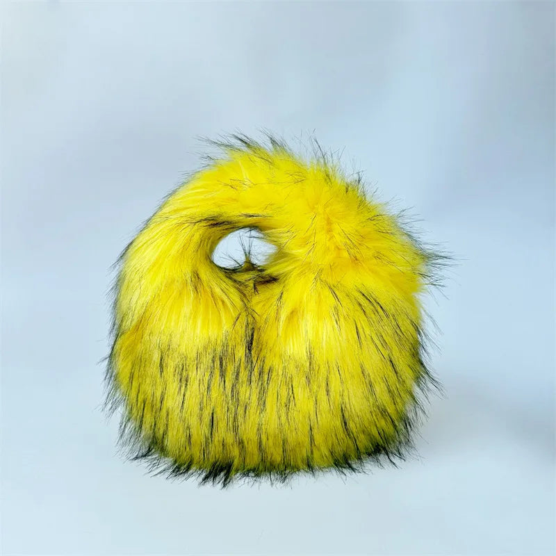 Fluffy Oversized Y2K Bucket Hat & Fur Bag