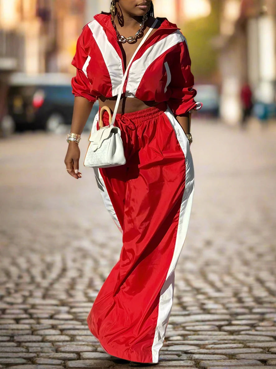 Loose Crop Top Wide Leg Pants Sets