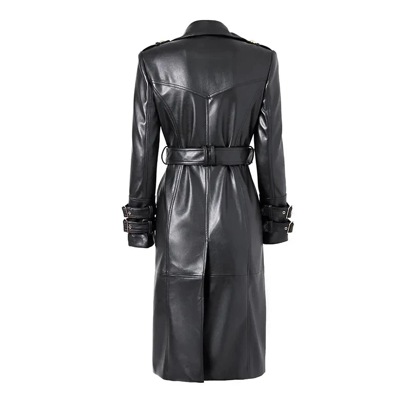 Luxury Double Breasted Black Trench with Belt