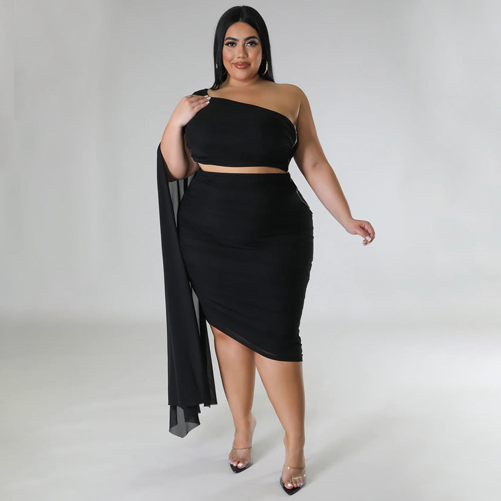 Diagonal Collar Wrinkle Two Piece Set