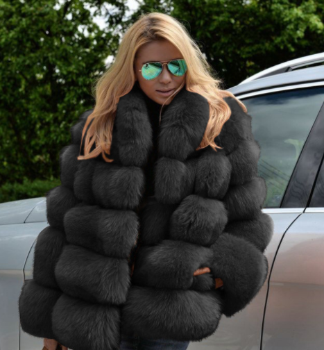 Faux Fur Mid Length Coat