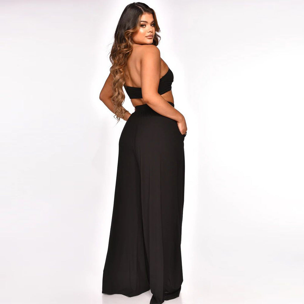 Sleeveless Wide Leg Pants Suit