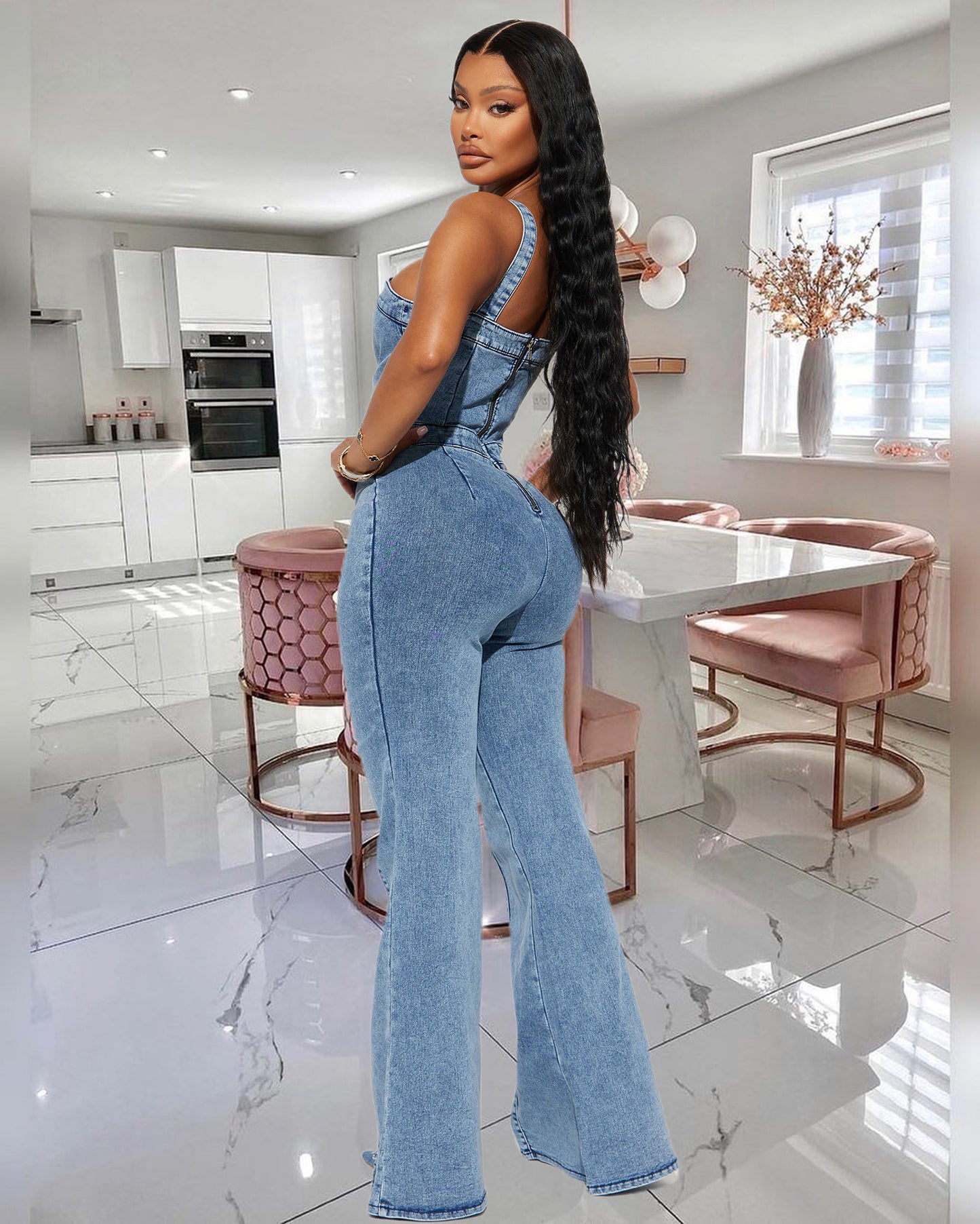 Women's Blue Bliss Curvy Jumpsuit