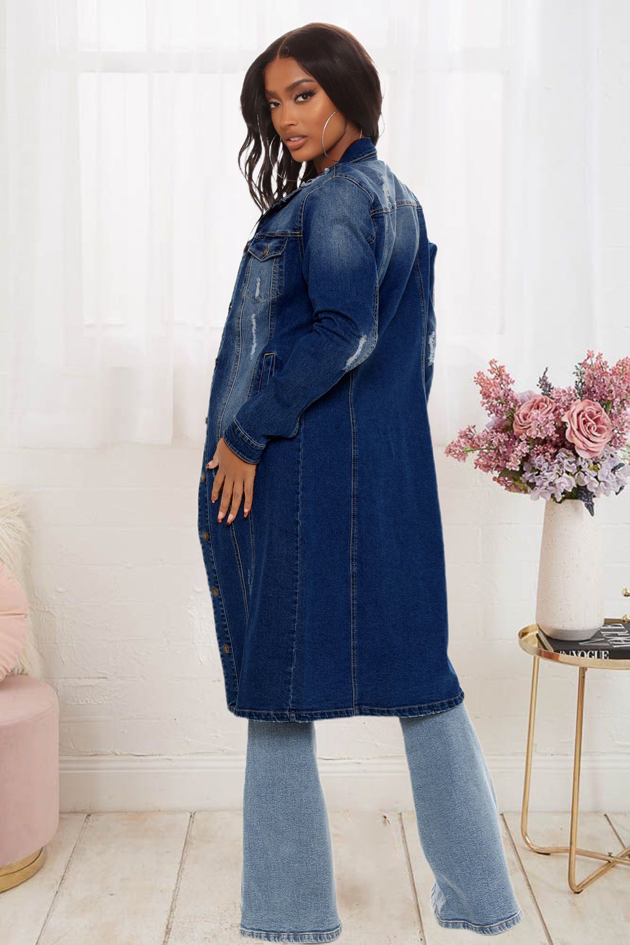 “Vintage-Luxe” Trench Denim Jacket