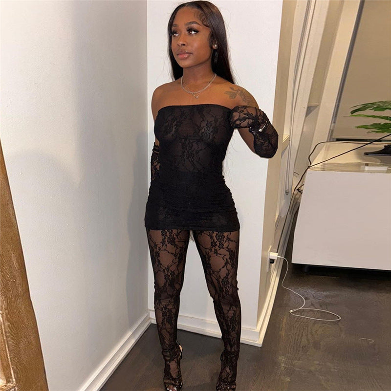 Sexy Lace Tube Top Body Suit