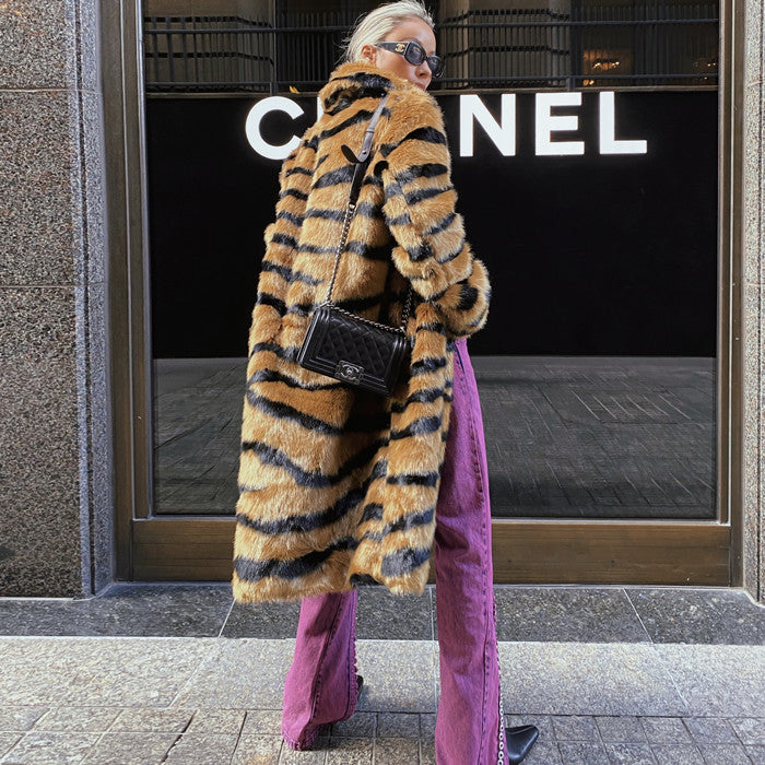Tiger Pattern Faux Fur
