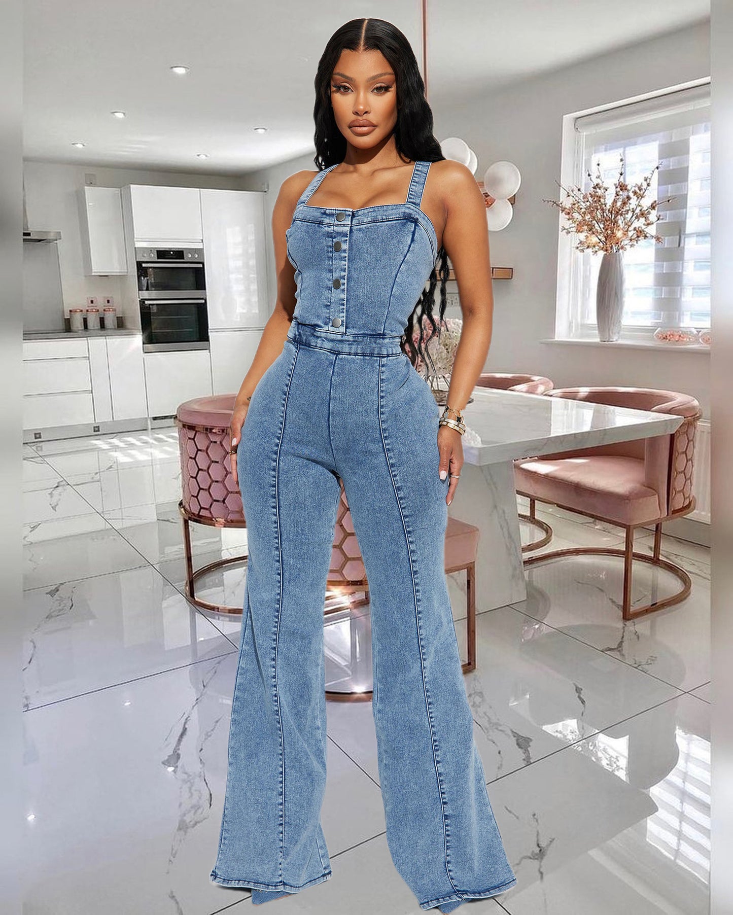 Women's Blue Bliss Curvy Jumpsuit