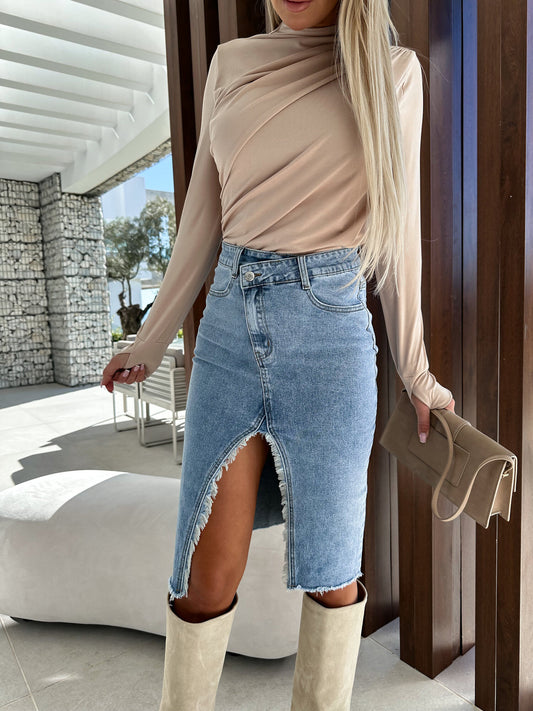 Women's Asymmetrical Jean Skirt