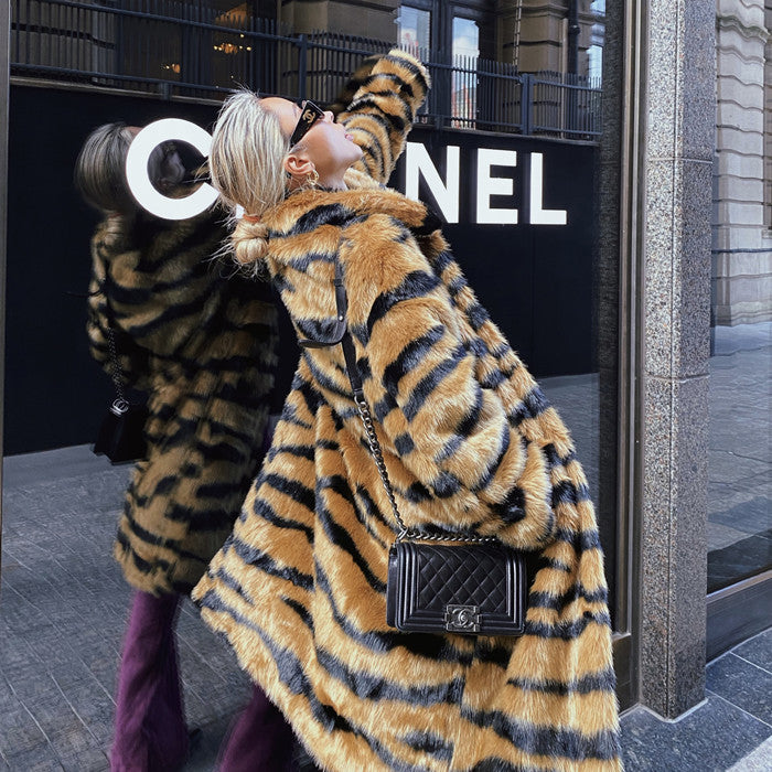 Tiger Pattern Faux Fur