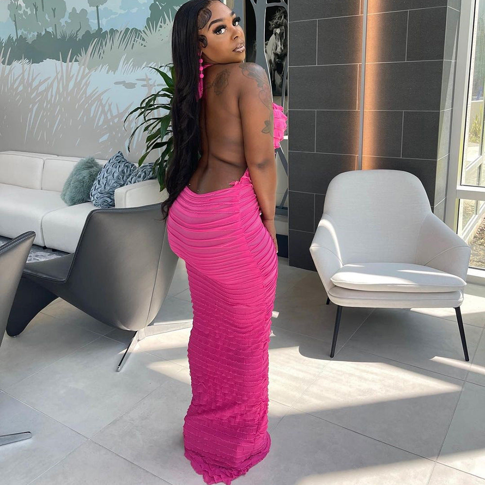 Kennedy Halter U Neck Long Backless Dress