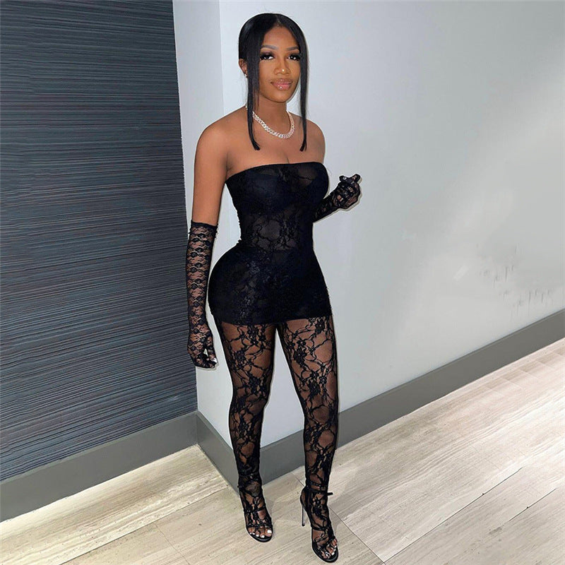 Sexy Lace Tube Top Body Suit